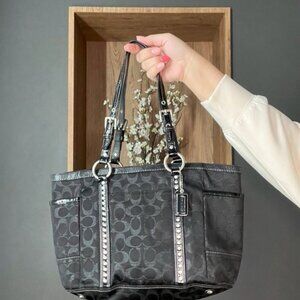 Coach Studded Black "Lurex" Signature handbag